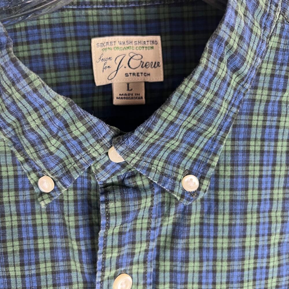 J.Crew Preppy Classiccore Cotton Blue Green Ivy Plaid Button Down Shirt Mens L